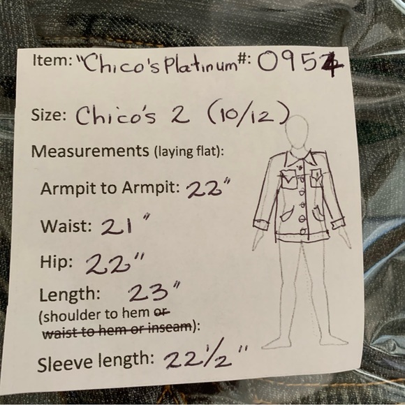 “Chico’s” Denim Jean Jacket with Rhinestones size 12 - Picture 12 of 12